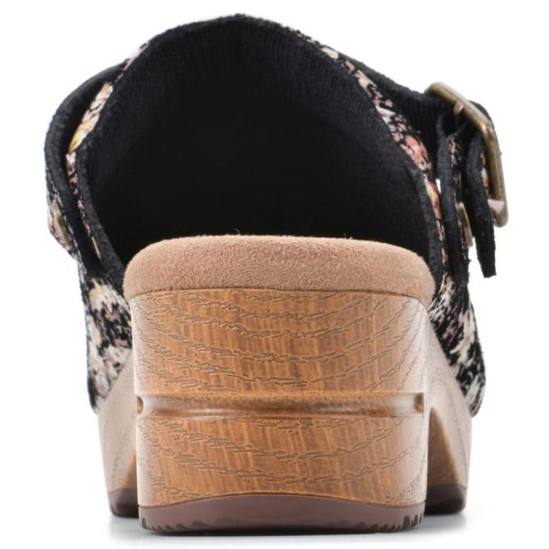 White Mountain | Women's Being Leather Clog-Black Floral Suede