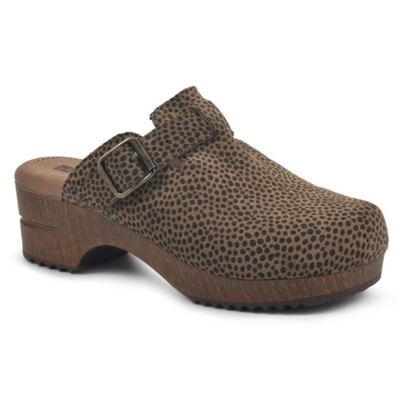 White Mountain | Women's Behold Leather Clog-Tan Cheetah Print Leather