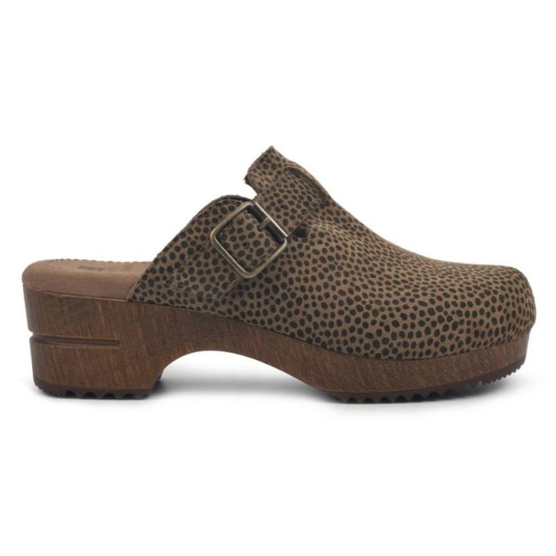 White Mountain | Women's Behold Leather Clog-Tan Cheetah Print Leather