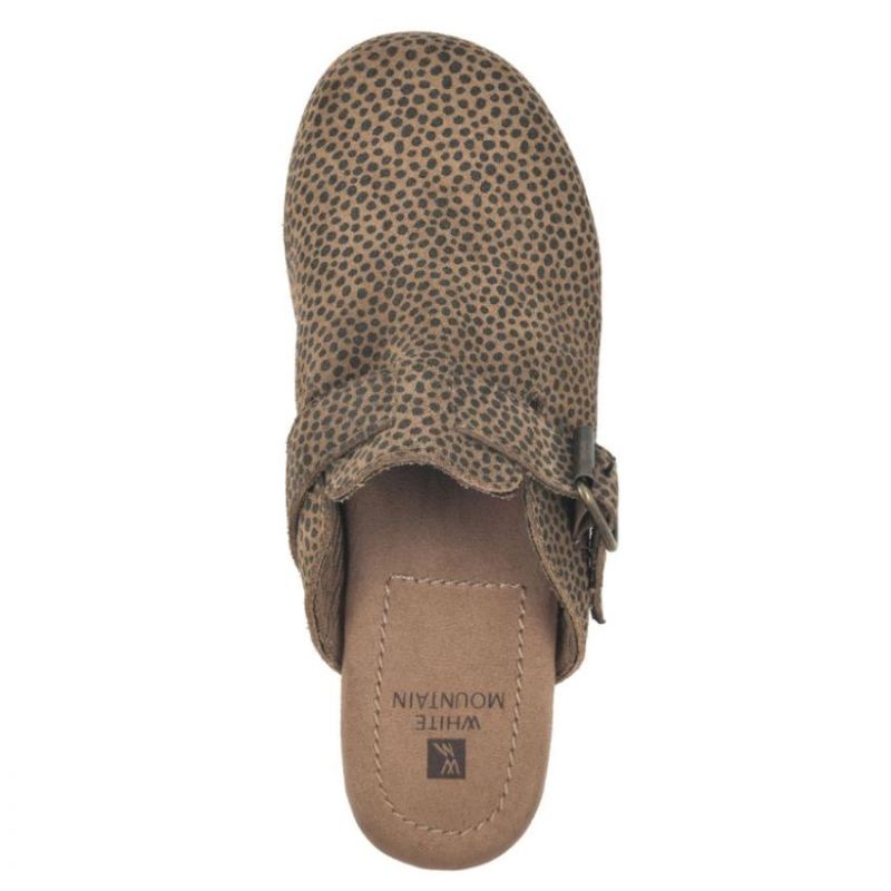 White Mountain | Women's Behold Leather Clog-Tan Cheetah Print Leather