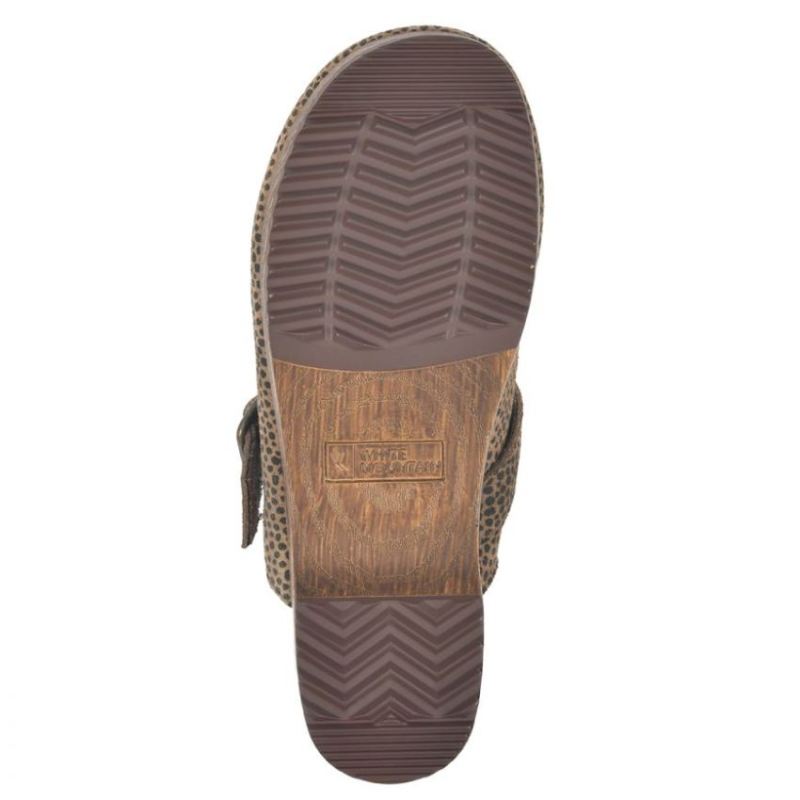 White Mountain | Women's Behold Leather Clog-Tan Cheetah Print Leather