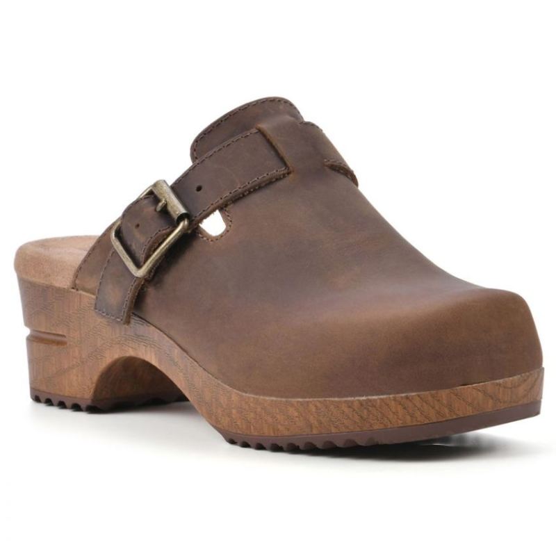 White Mountain | Women's Behold Leather Clog-Brown Leather