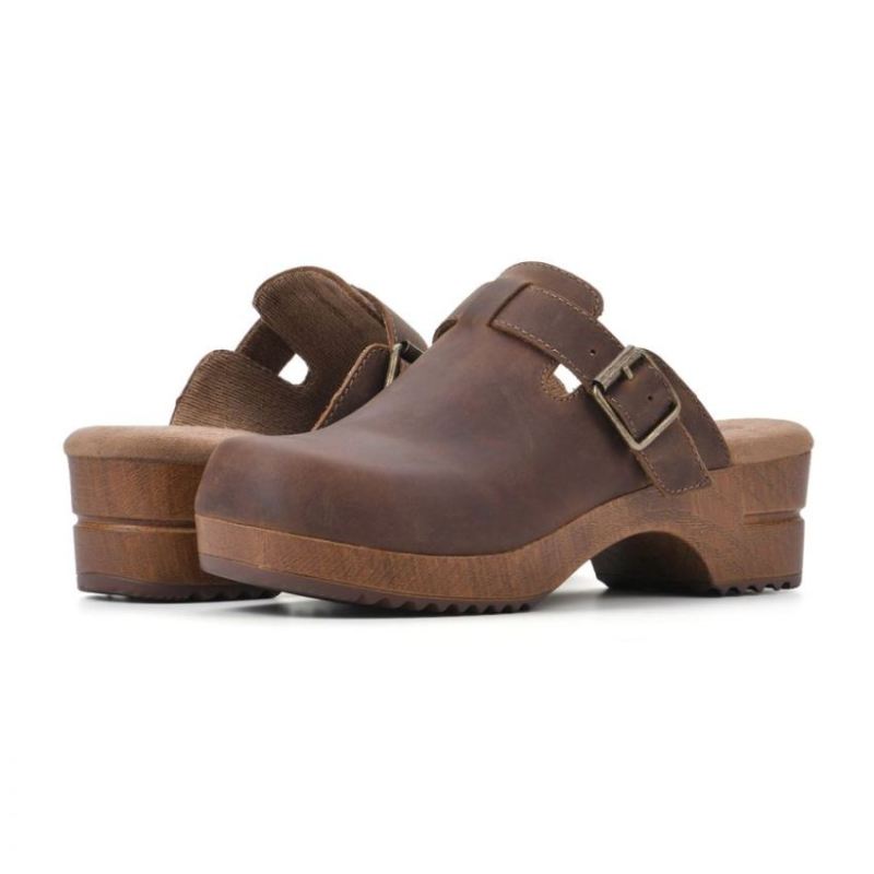 White Mountain | Women's Behold Leather Clog-Brown Leather