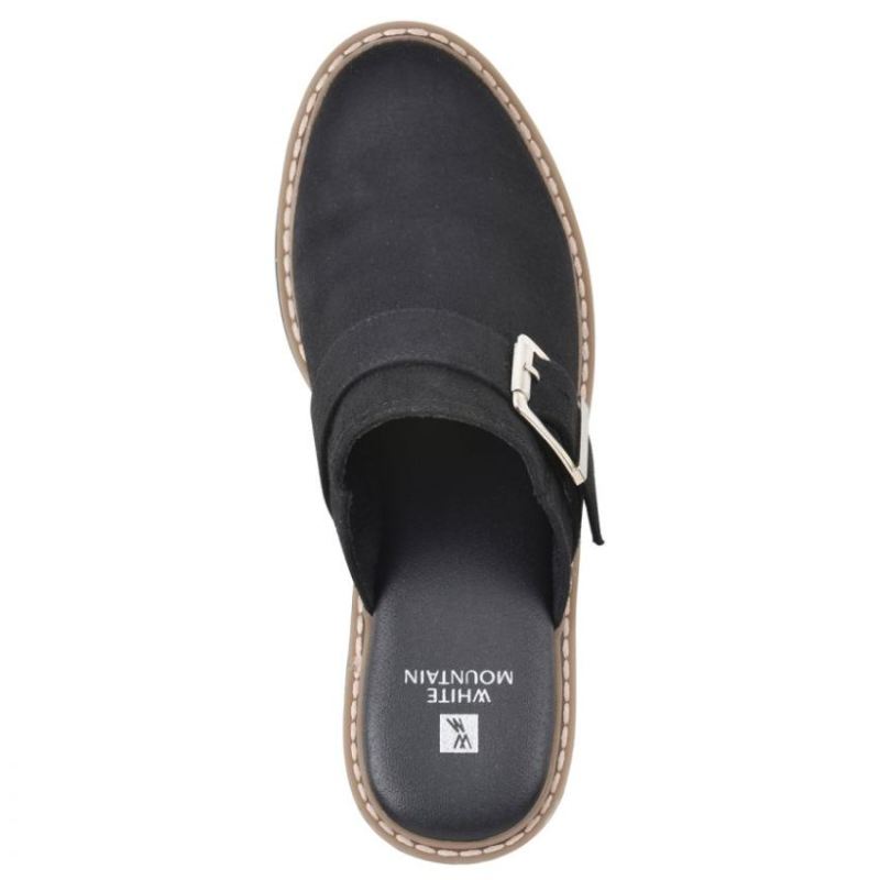 White Mountain | Women's Daring Wide Mule-Black Faux Suede