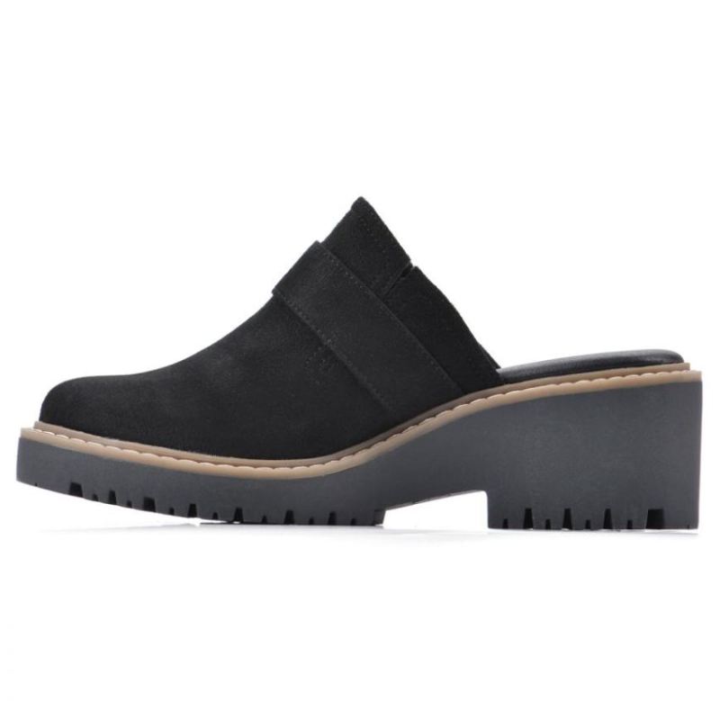 White Mountain | Women's Daring Wide Mule-Black Faux Suede