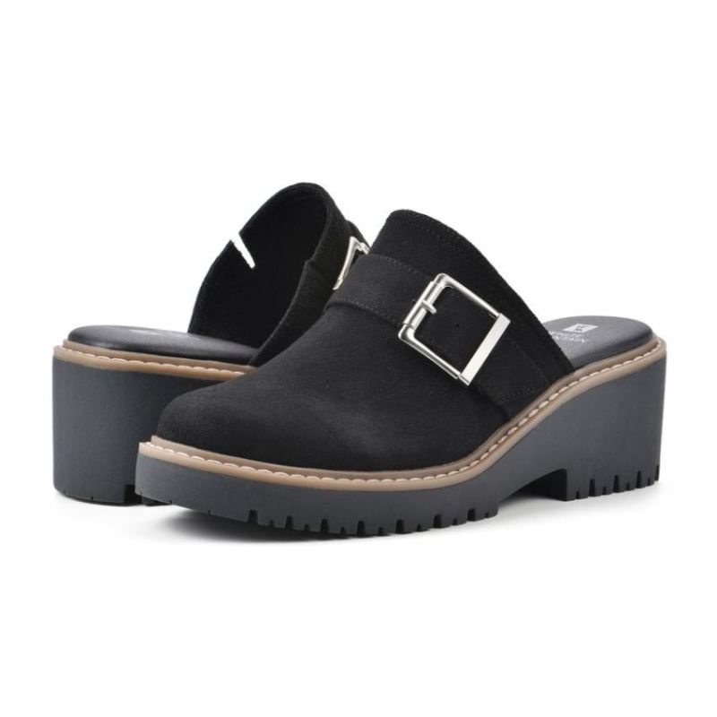 White Mountain | Women's Daring Wide Mule-Black Faux Suede