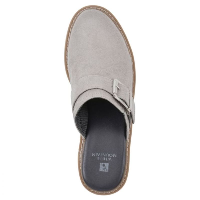 White Mountain | Women's Daring Wide Mule-Light Grey Faux Suede