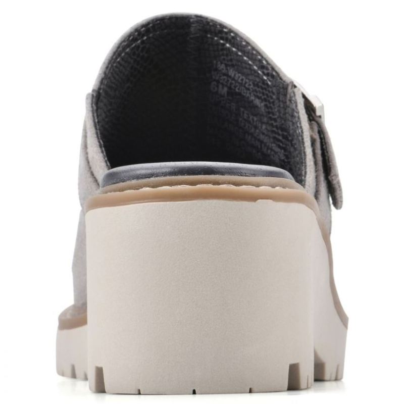 White Mountain | Women's Daring Wide Mule-Light Grey Faux Suede