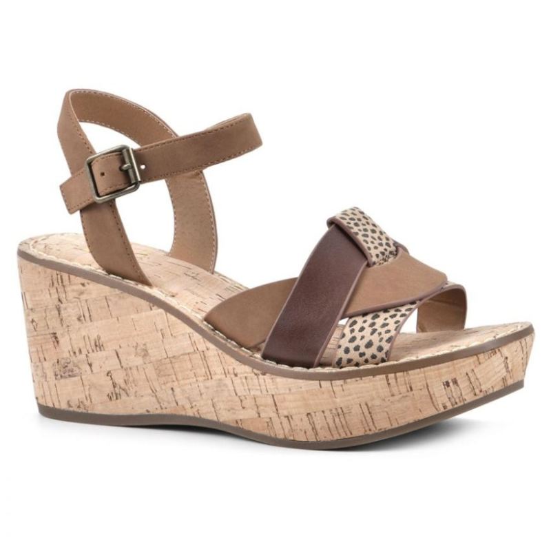 White Mountain | Women's Simple Wedge Sandal-Cheetah Print Multi Faux Leather