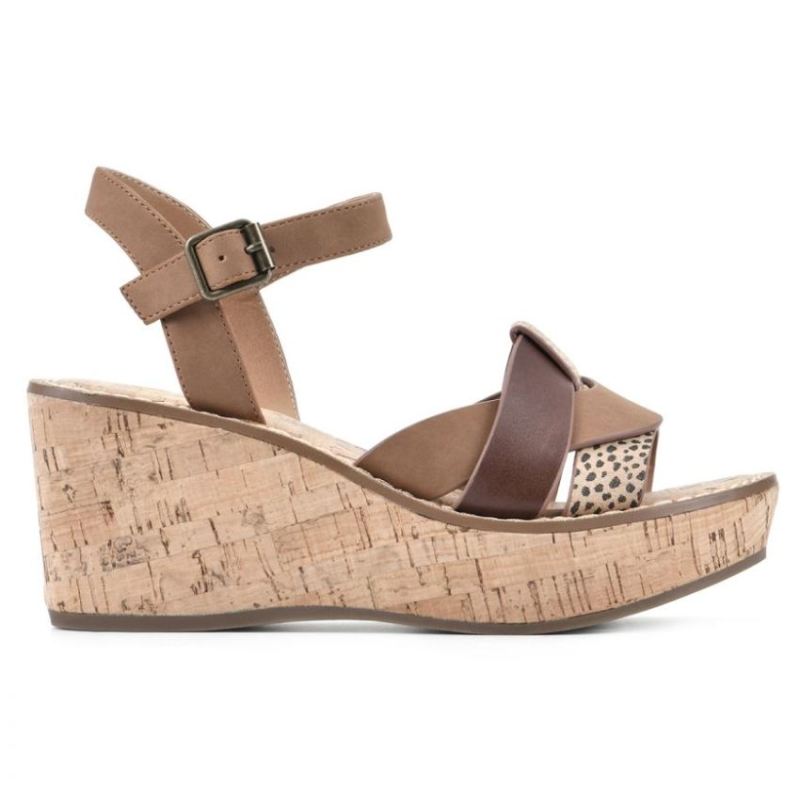 White Mountain | Women's Simple Wedge Sandal-Cheetah Print Multi Faux Leather