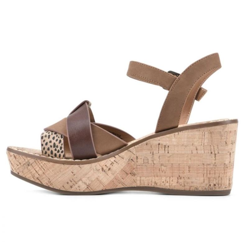 White Mountain | Women's Simple Wedge Sandal-Cheetah Print Multi Faux Leather