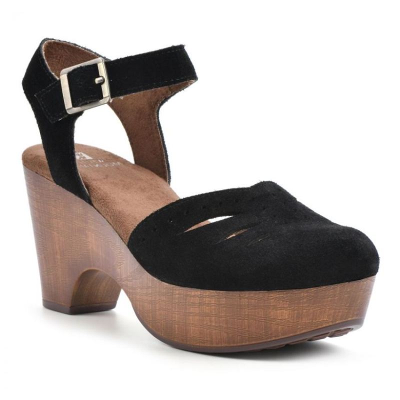 White Mountain | Women's Cassidy Heeled Clog-Black Suede