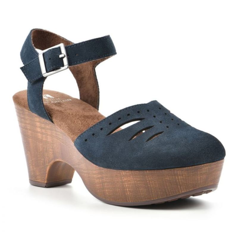 White Mountain | Women's Cassidy Heeled Clog-Navy Suede