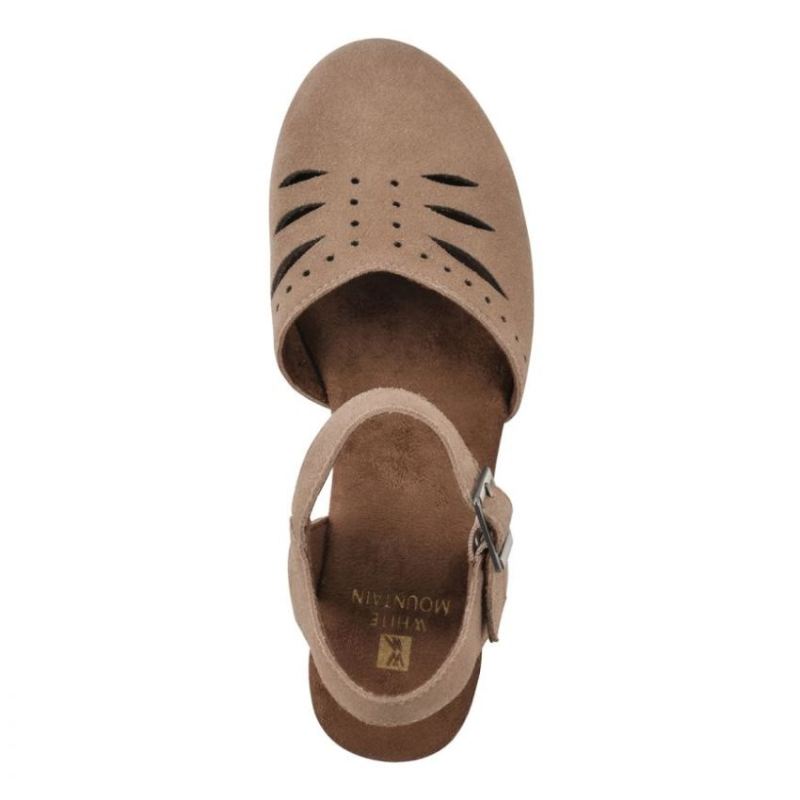 White Mountain | Women's Cassidy Heeled Clog-Sand Suede