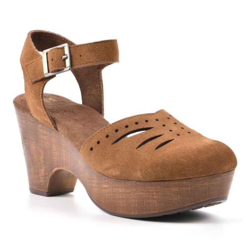 White Mountain | Women's Cassidy Heeled Clog-Chestnut Suede