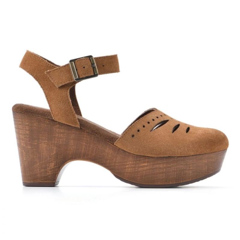 White Mountain | Women's Cassidy Heeled Clog-Chestnut Suede