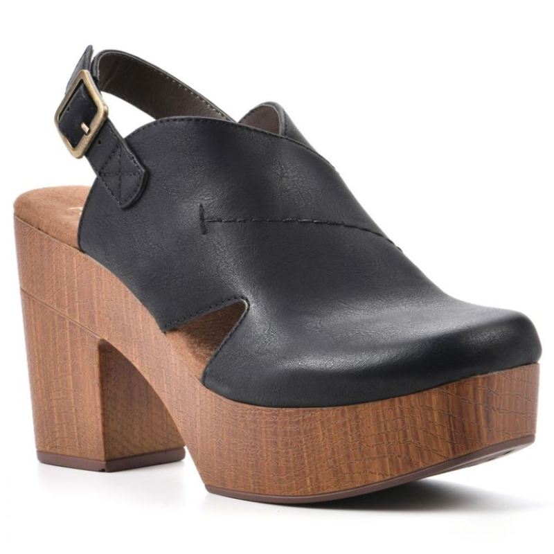 White Mountain | Women's Thalia Footbeds Clog-Black Faux Leather