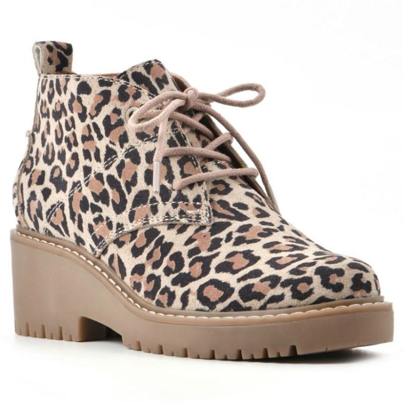 White Mountain | Women's Danny Suede Wide Bootie-Natural Leopard Suede