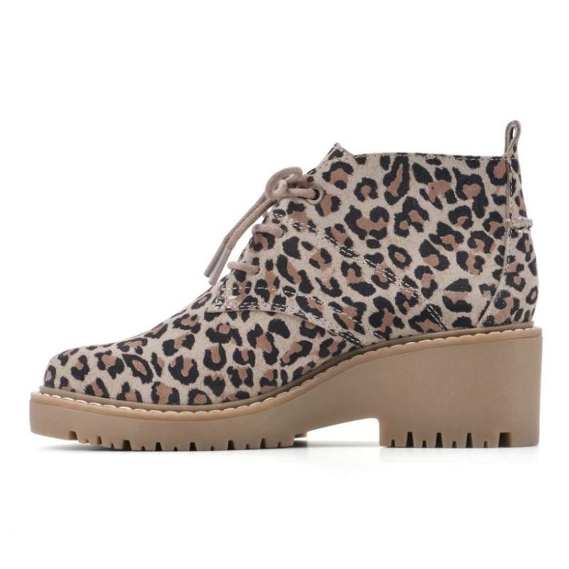 White Mountain | Women's Danny Suede Wide Bootie-Natural Leopard Suede