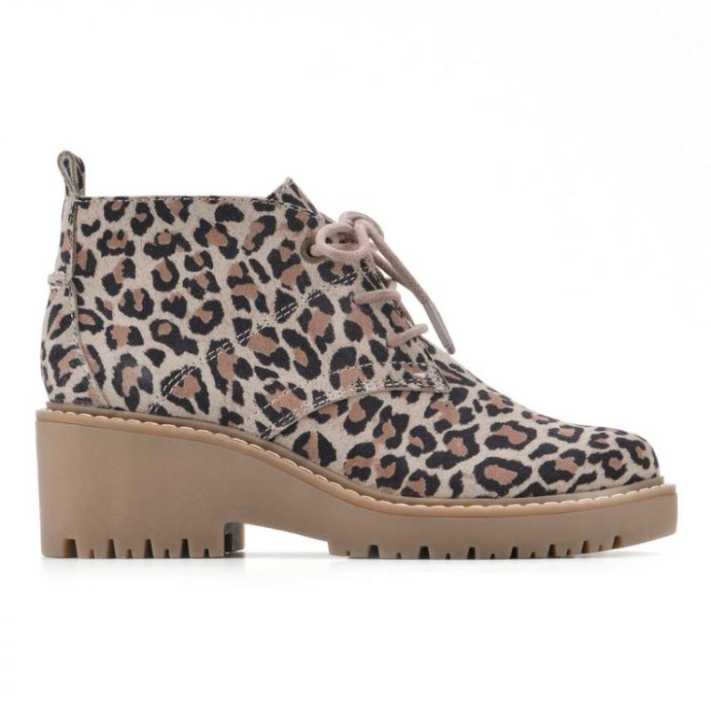 White Mountain | Women's Danny Suede Bootie-Natural Leopard Suede