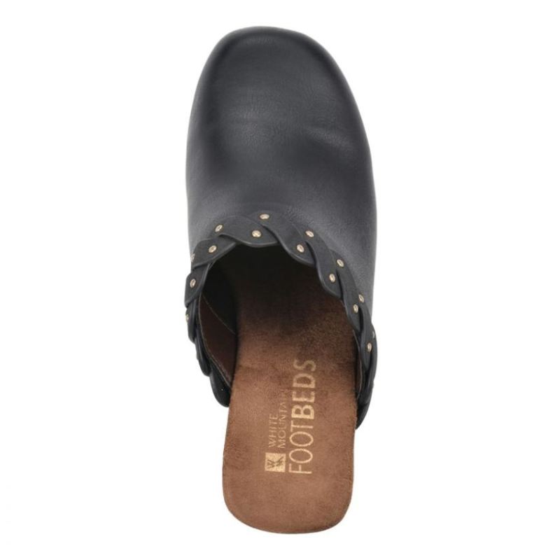 White Mountain | Women's Toss Up Footbeds Clog-Black Faux Leather