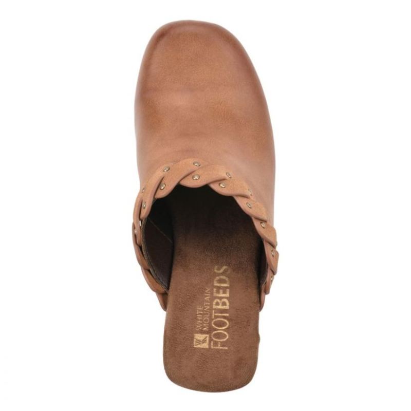 White Mountain | Women's Toss Up Footbeds Clog-Dark Tan Faux Leather