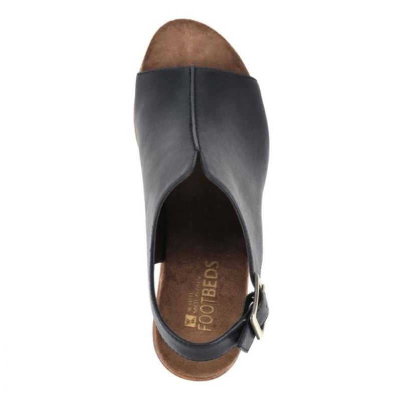 White Mountain | Women's Alfie Footbeds Heeled Clog-Black Faux Leather