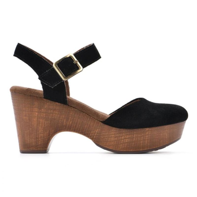 White Mountain | Women's Casey Heeled Clog-Black Suede