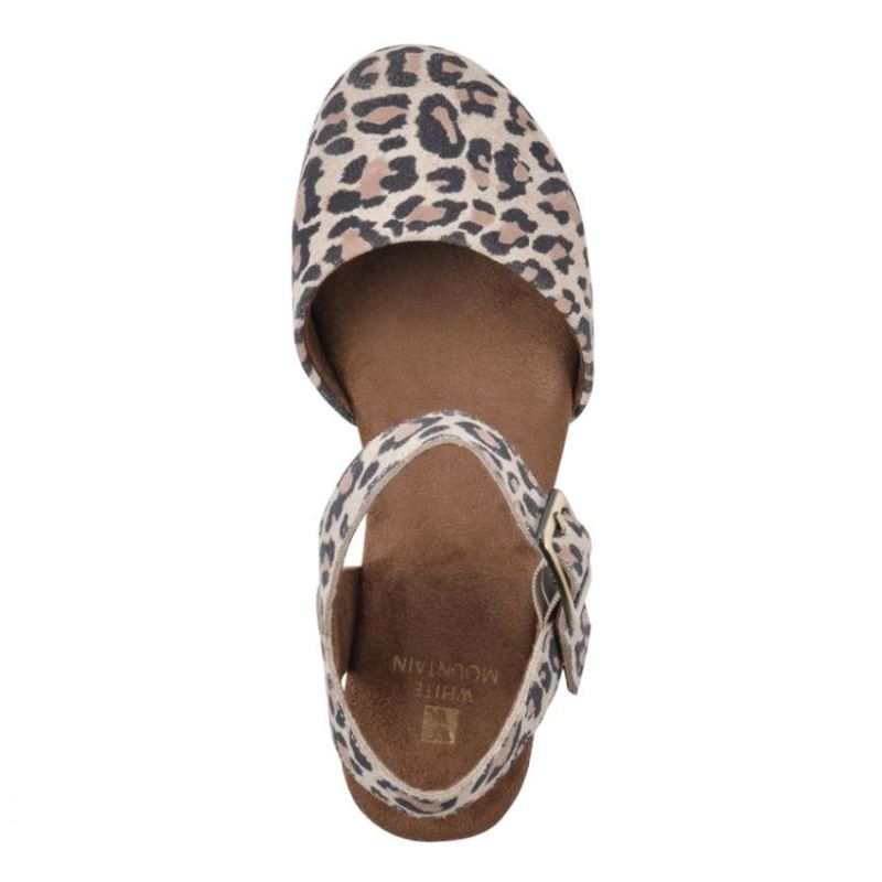 White Mountain | Women's Casey Heeled Clog-Natural Leopard Suede