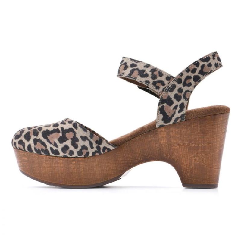 White Mountain | Women's Casey Heeled Clog-Natural Leopard Suede