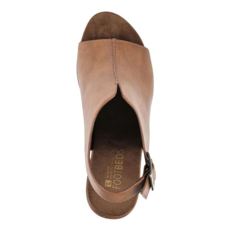 White Mountain | Women's Alfie Footbeds Heeled Clog-Dark Tan Faux Leather