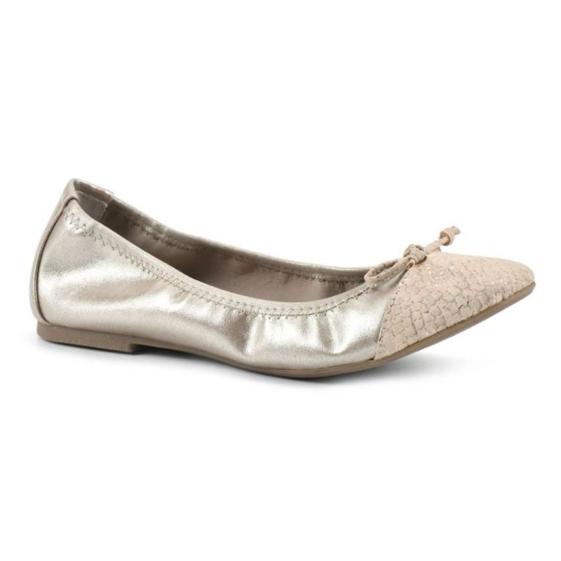 White Mountain | Women's Sunnyside Ii Wide Flat-Antique Gold Snake Print