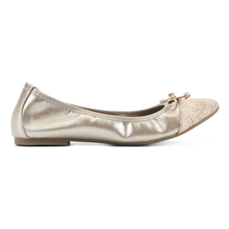 White Mountain | Women's Sunnyside Ii Wide Flat-Antique Gold Snake Print