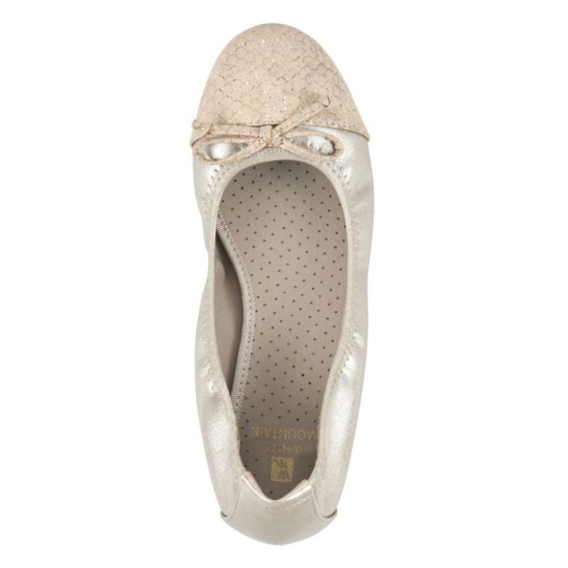 White Mountain | Women's Sunnyside Ii Wide Flat-Antique Gold Snake Print