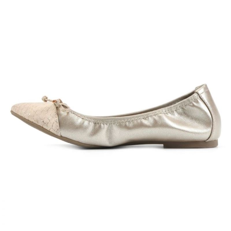 White Mountain | Women's Sunnyside Ii Wide Flat-Antique Gold Snake Print