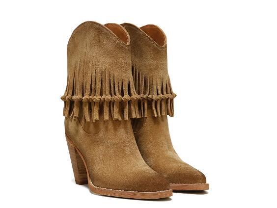 Zodiac | Women's Donna Western Boot-Almond Brown Suede