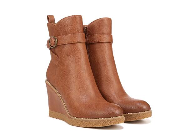 Zodiac | Women's Ina Wedge Bootie-Cognac Brown Synthetic