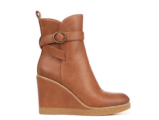 Zodiac | Women's Ina Wedge Bootie-Cognac Brown Synthetic