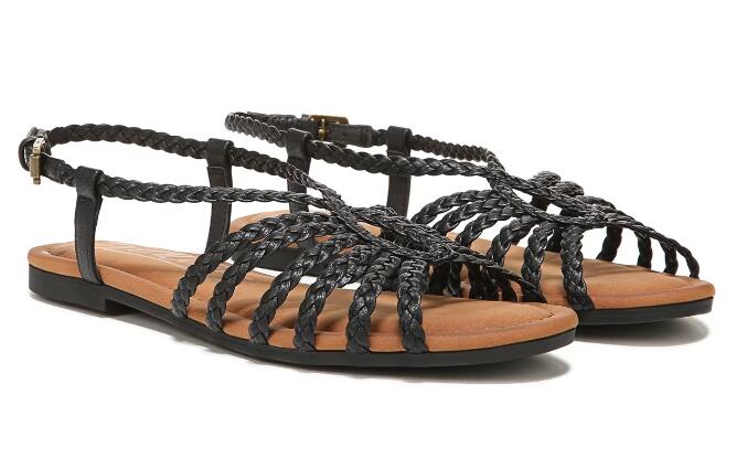 Zodiac | Women's Misha Strappy Flat Sandal-Black Synthetic