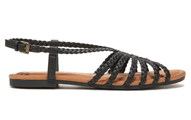 Zodiac | Women's Misha Strappy Flat Sandal-Black Synthetic