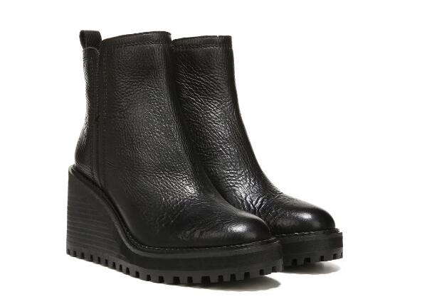 Zodiac | Women's Julie Wedge Bootie-Black Leather