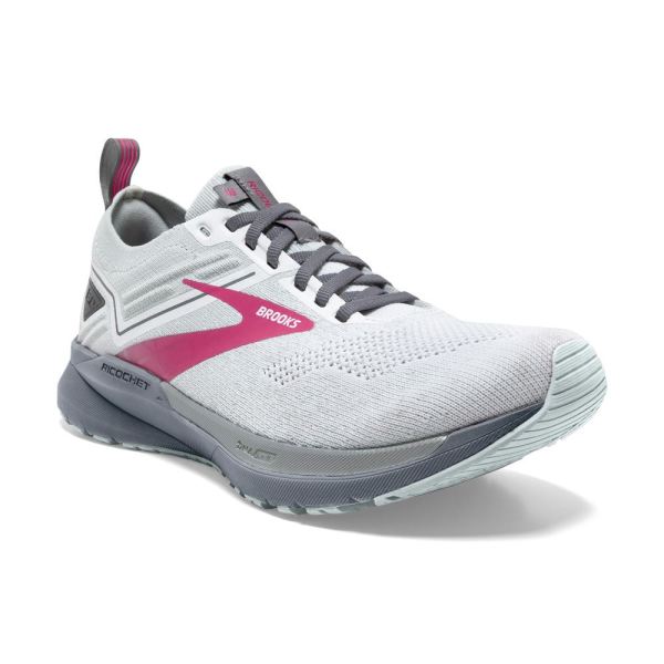 Brooks Shoes - Ricochet 3 White/Ice Flow/Pink            