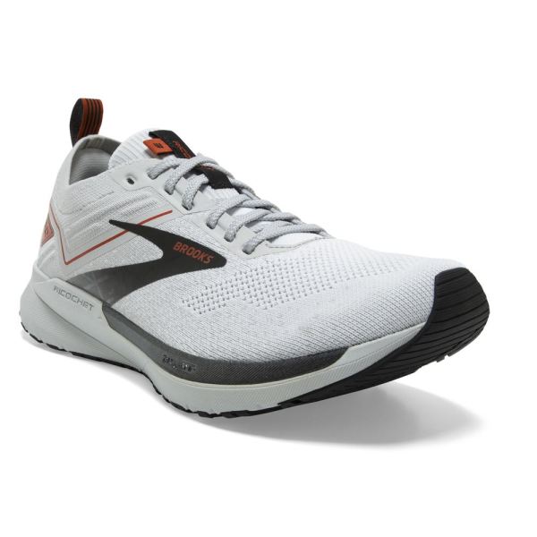 Brooks Shoes - Ricochet 3 White/Grey/Cinnabar            