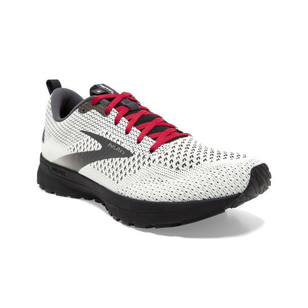 Brooks Shoes - Revel 4 White/Black/Red            