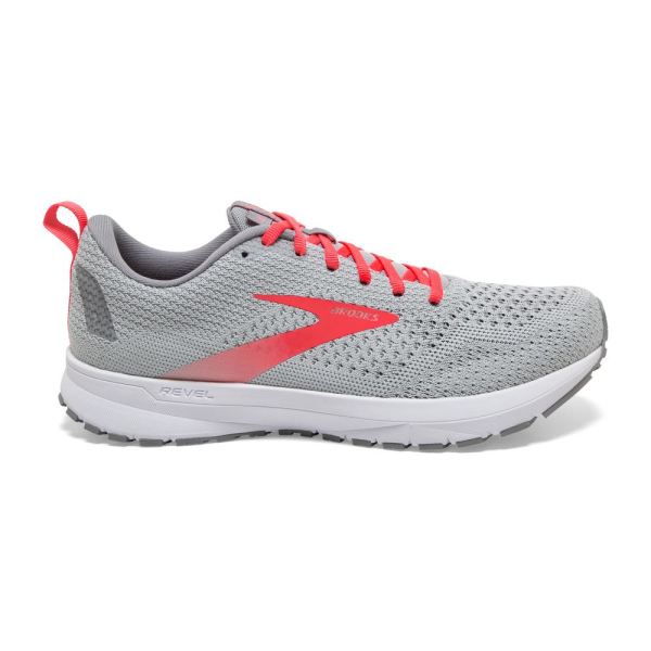 Brooks Shoes - Revel 4 Oyster/Alloy/Fiery Coral