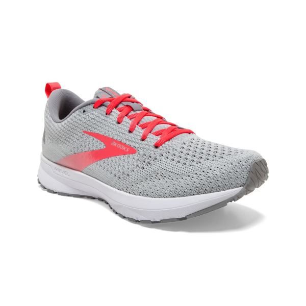 Brooks Shoes - Revel 4 Oyster/Alloy/Fiery Coral            