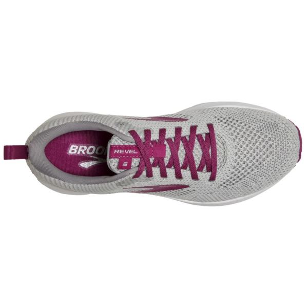 Brooks Shoes - Revel 5 Grey/White/Baton Rouge            