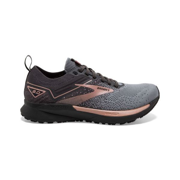 Brooks Shoes - Ricochet 3 Grey/Black/Rose Gold