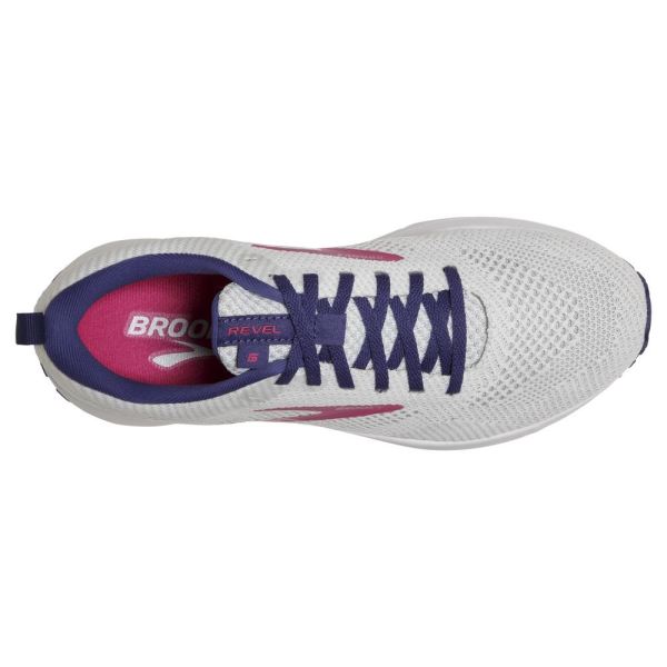 Brooks Shoes - Revel 5 White/Navy/Pink            