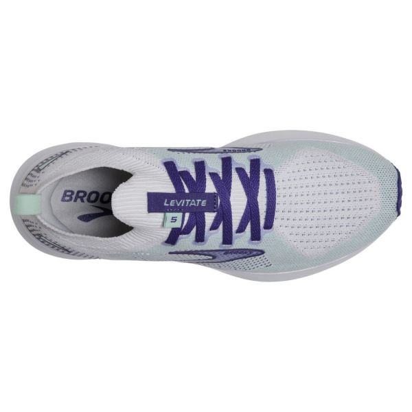 Brooks Shoes - Levitate StealthFit 5 White/Navy Blue/Yucca            